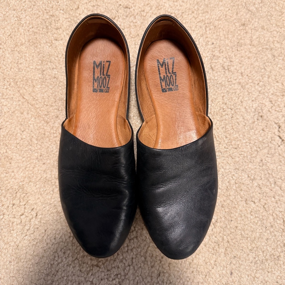 Miz Mooz Women’s Black Leather Slip-On Loafers